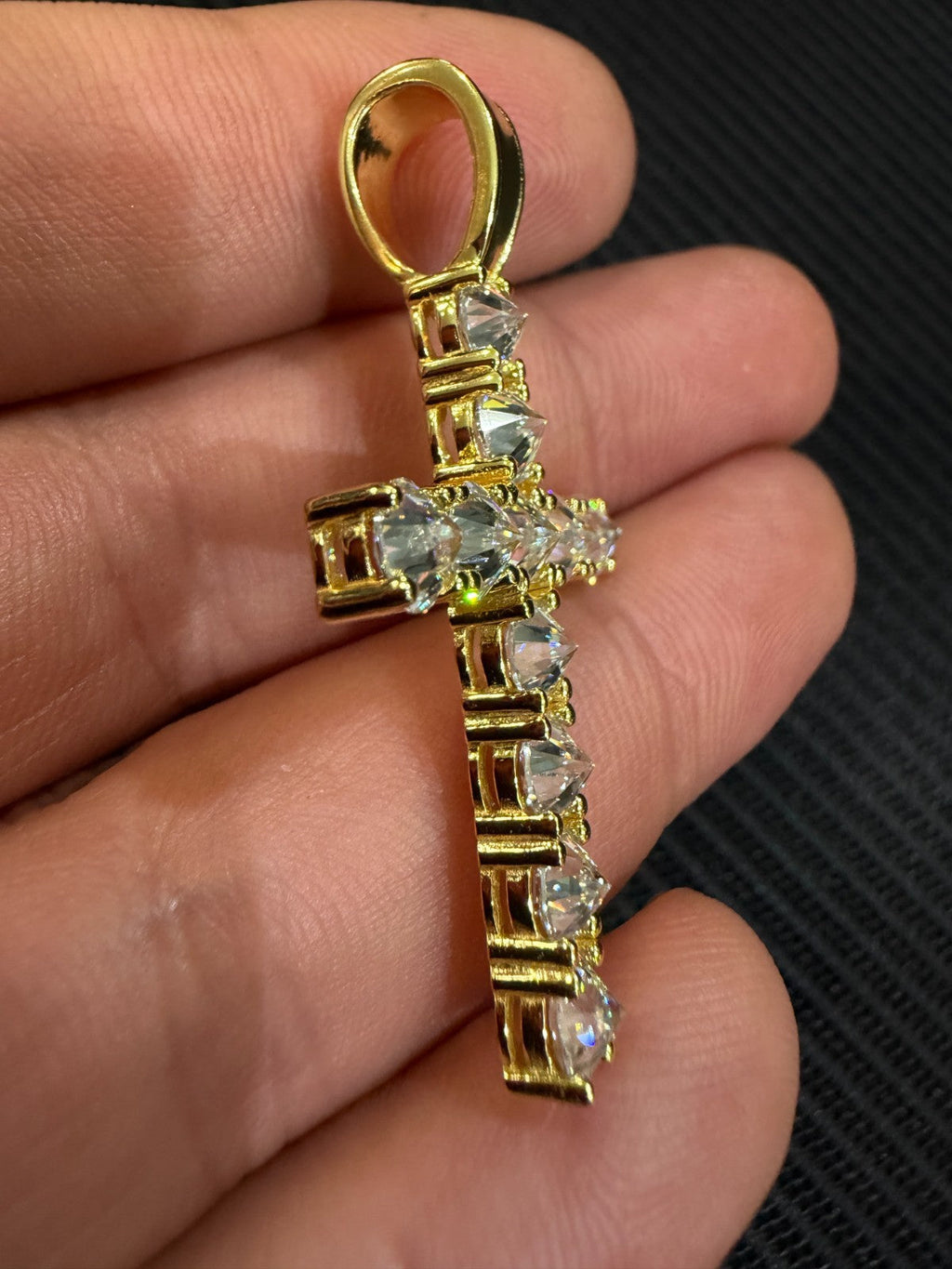 Moissanite Upside Down Setting Tennis Cross | 14k Gold Vermeil 925 Silver