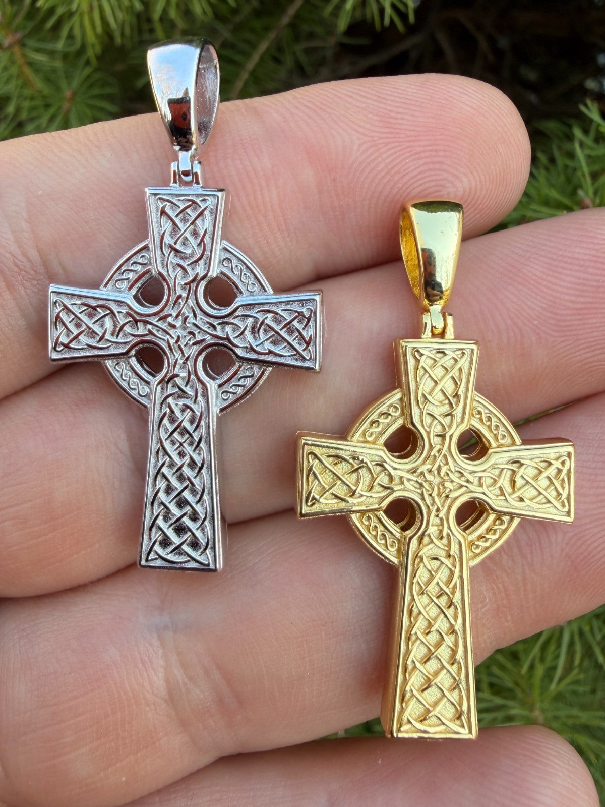 Handmade Viking Celtic Cross Pendant | 14k Gold Vermeil 925 Silver