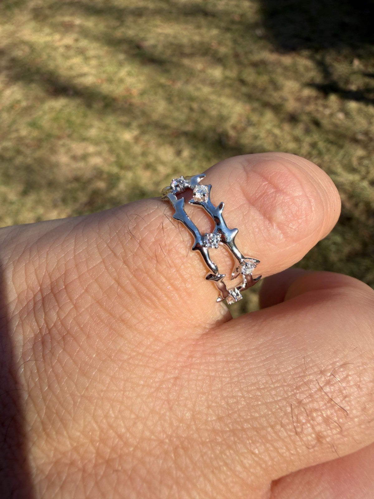 Moissanite Crown Of Thorns Eternity Band Ring | 925 Silver