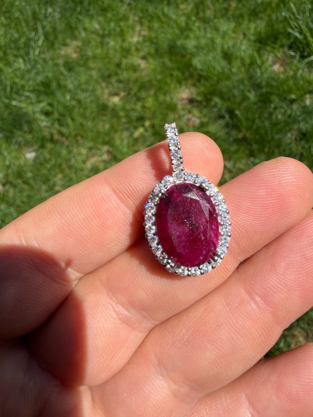 Moissanite Royalty Red Ruby Pendant | 925 Silver