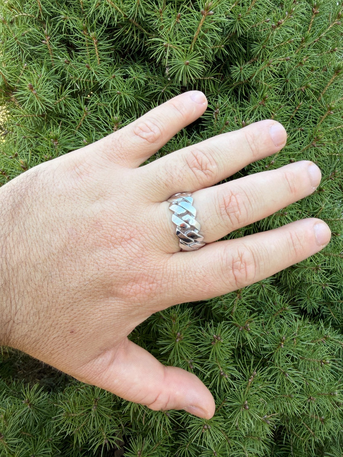 Classic 11.5mm Prong Miami Cuban Eternity Band Ring | 925 Silver