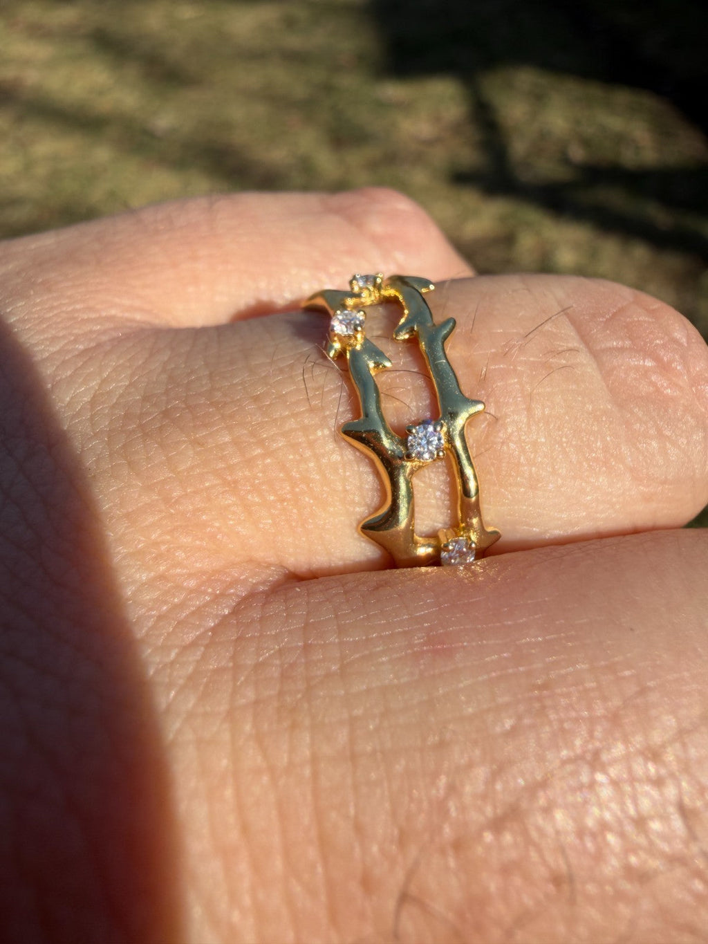 Moissanite Crown Of Thorns Eternity Band Ring | 14k Gold Vermeil 925 Silver
