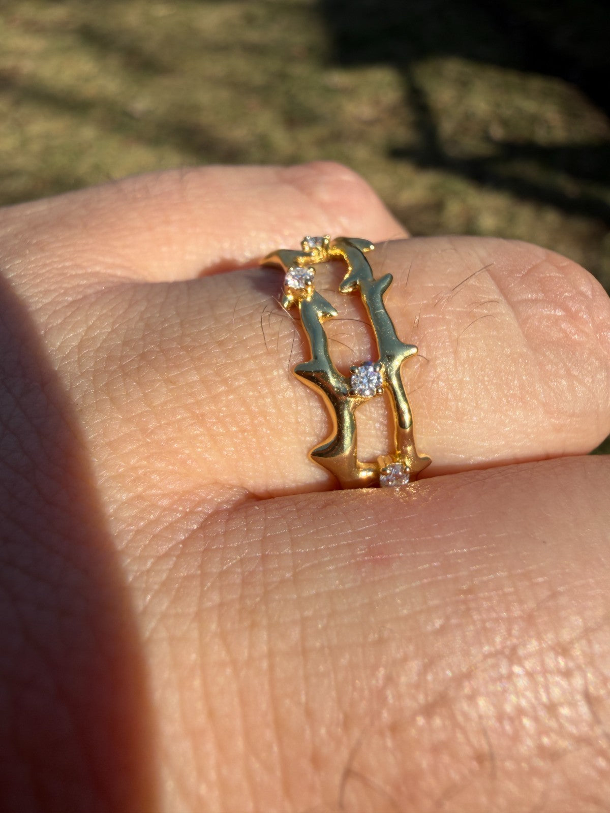 Moissanite Crown Of Thorns Eternity Band Ring | 14k Gold Vermeil 925 Silver