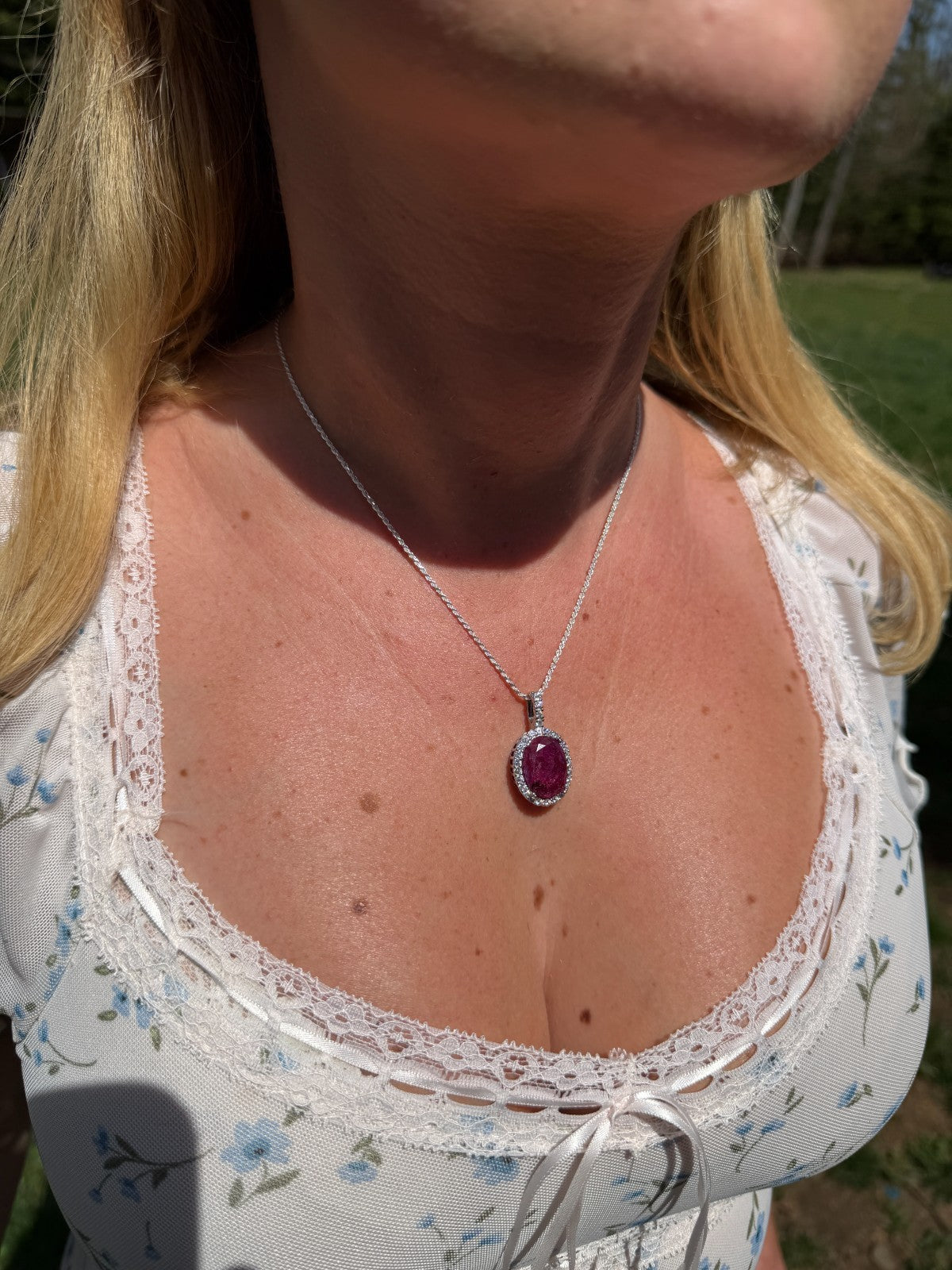Moissanite Royalty Red Ruby Pendant | 925 Silver
