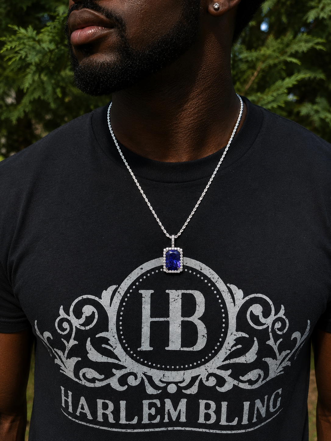 Moissanite Royalty Midnight Ocean Pendant | 925 Silver