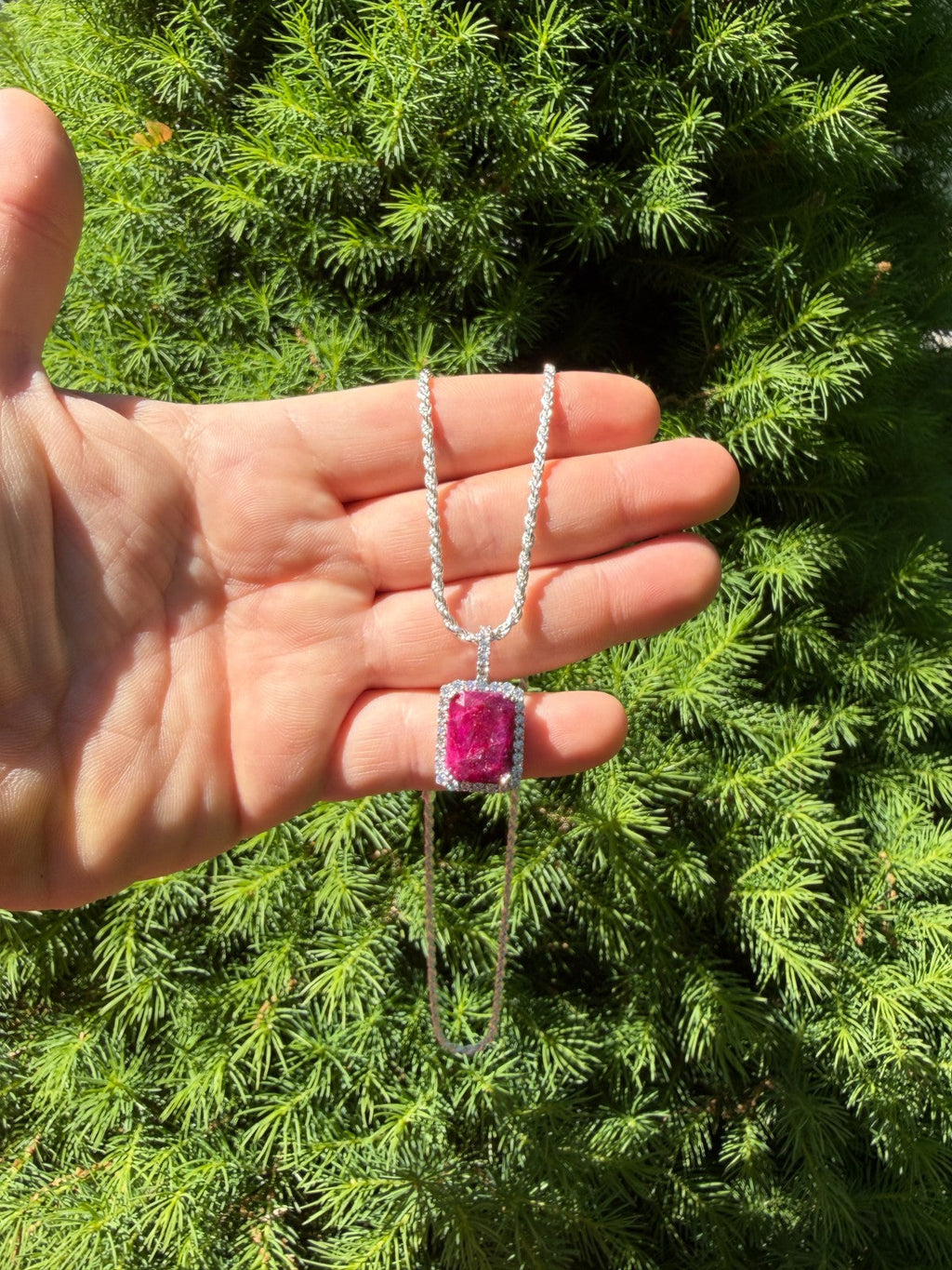 Moissanite Royalty Red Ruby Pendant | 925 Silver