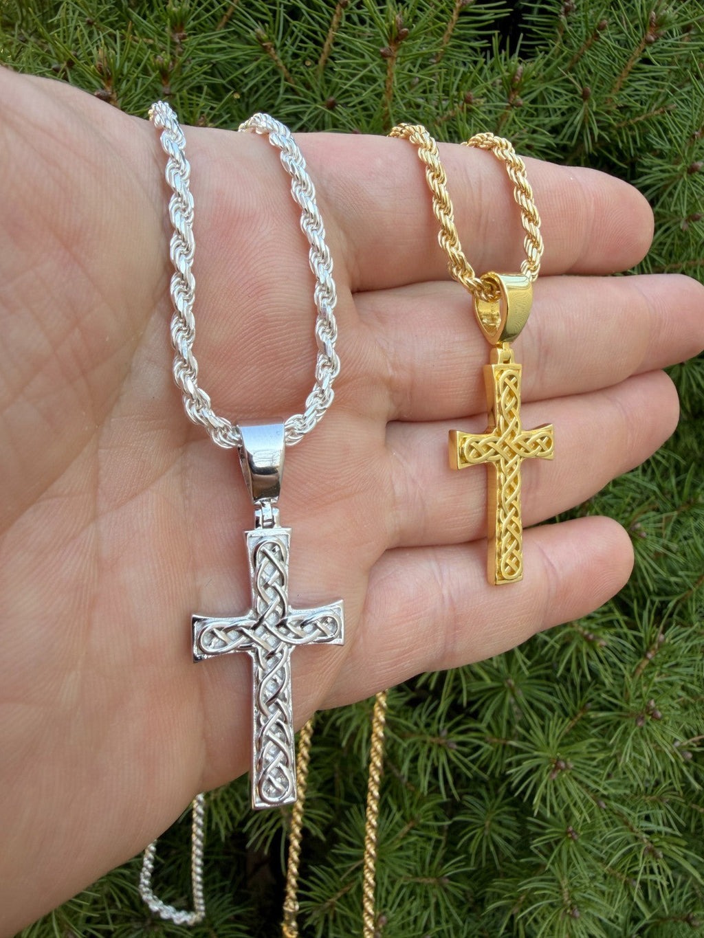 Viking Warrior Celtic Cross Pendant | 14k Gold Vermeil 925 Silver