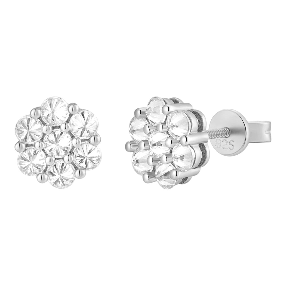 Moissanite Upside Down Reverse Set Cluster Iced Out Honeycomb Set Earrings | 925 Silver