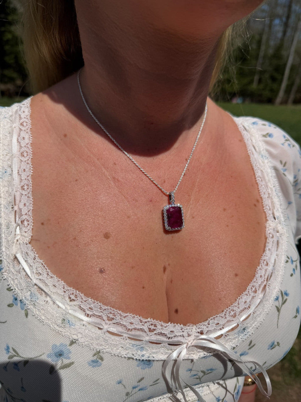 Moissanite Royalty Red Ruby Pendant | 925 Silver