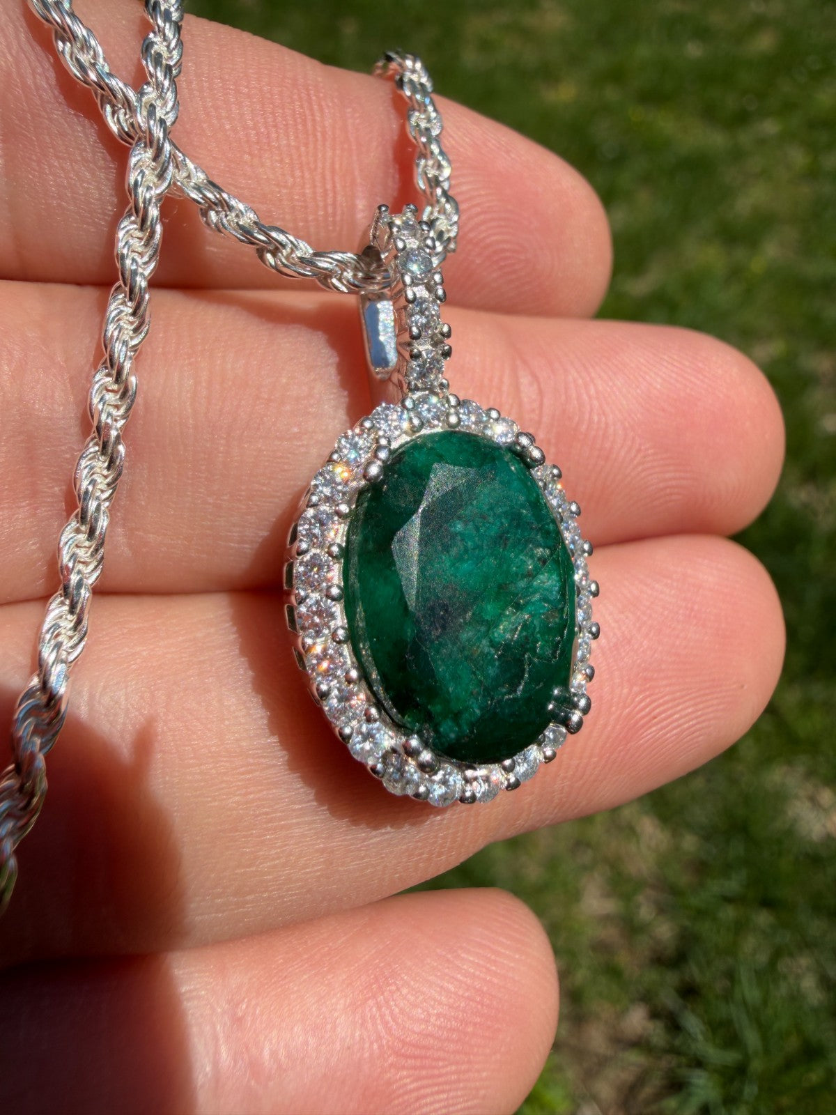 Moissanite Royalty Green Phantom Pendant | 925 Silver