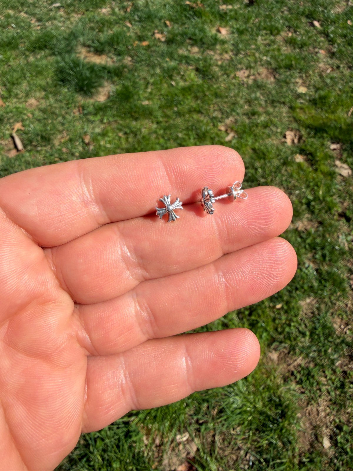 Hearts Of Chrome Cross Earrings | 925 Silver Oxidized
