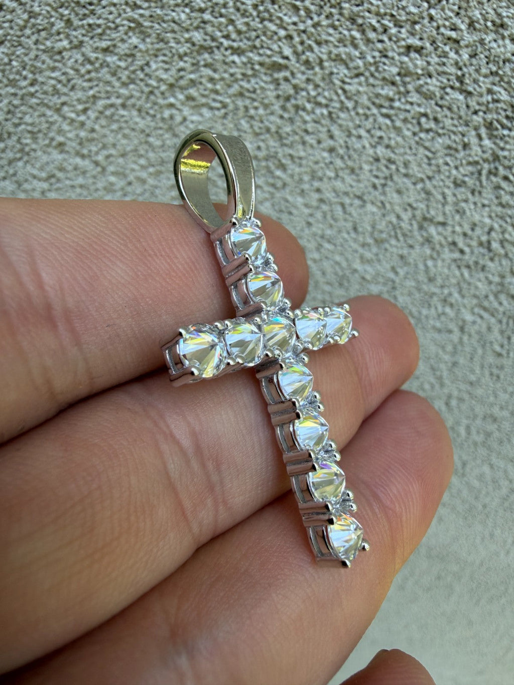 Moissanite Upside Down Setting Tennis Cross | 925 Silver