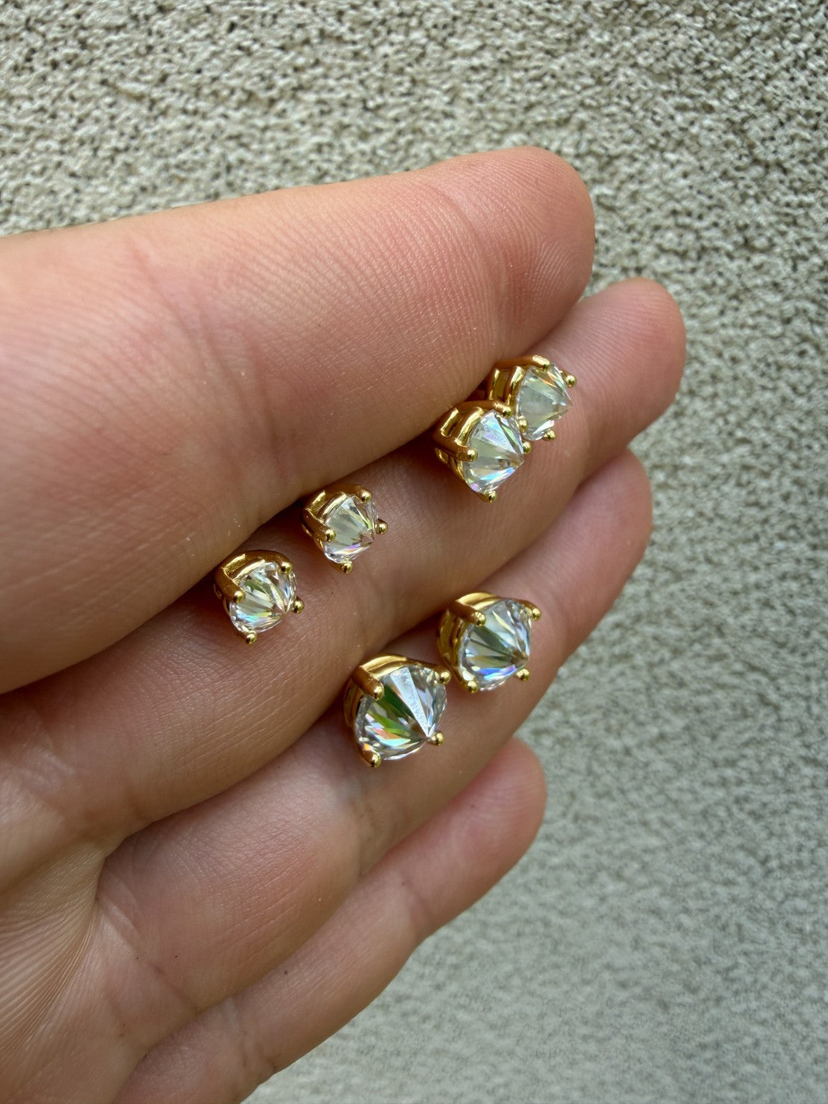 Moissanite Upside Down Reverse Set Stud Earrings | 14k Gold Vermeil 925 Silver