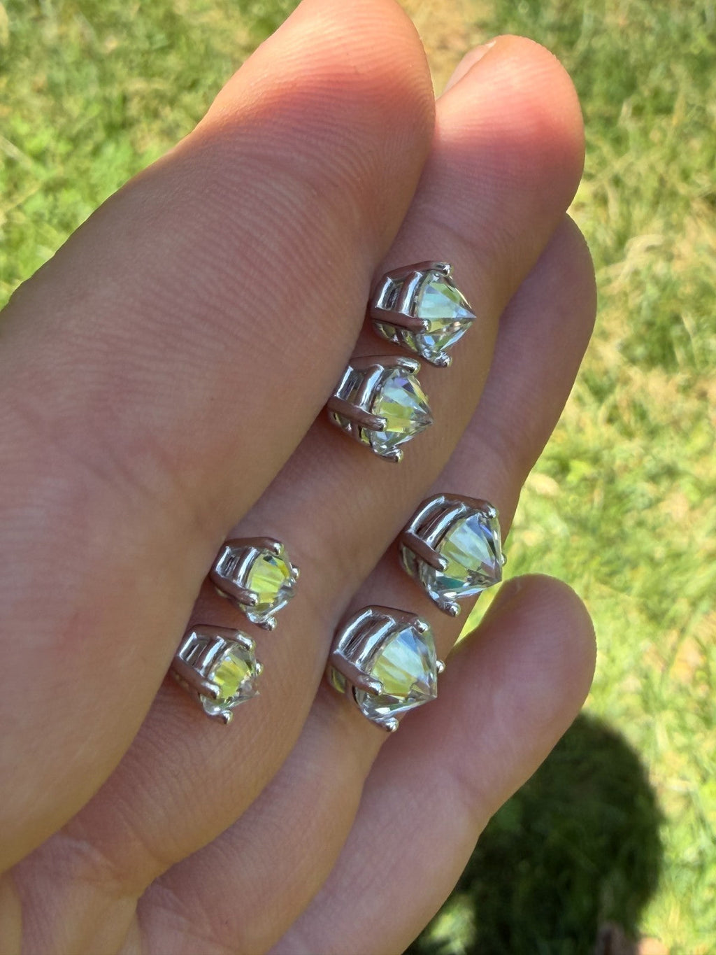 Moissanite Upside Down Reverse Set Pushback Stud Earrings | 925 Silver