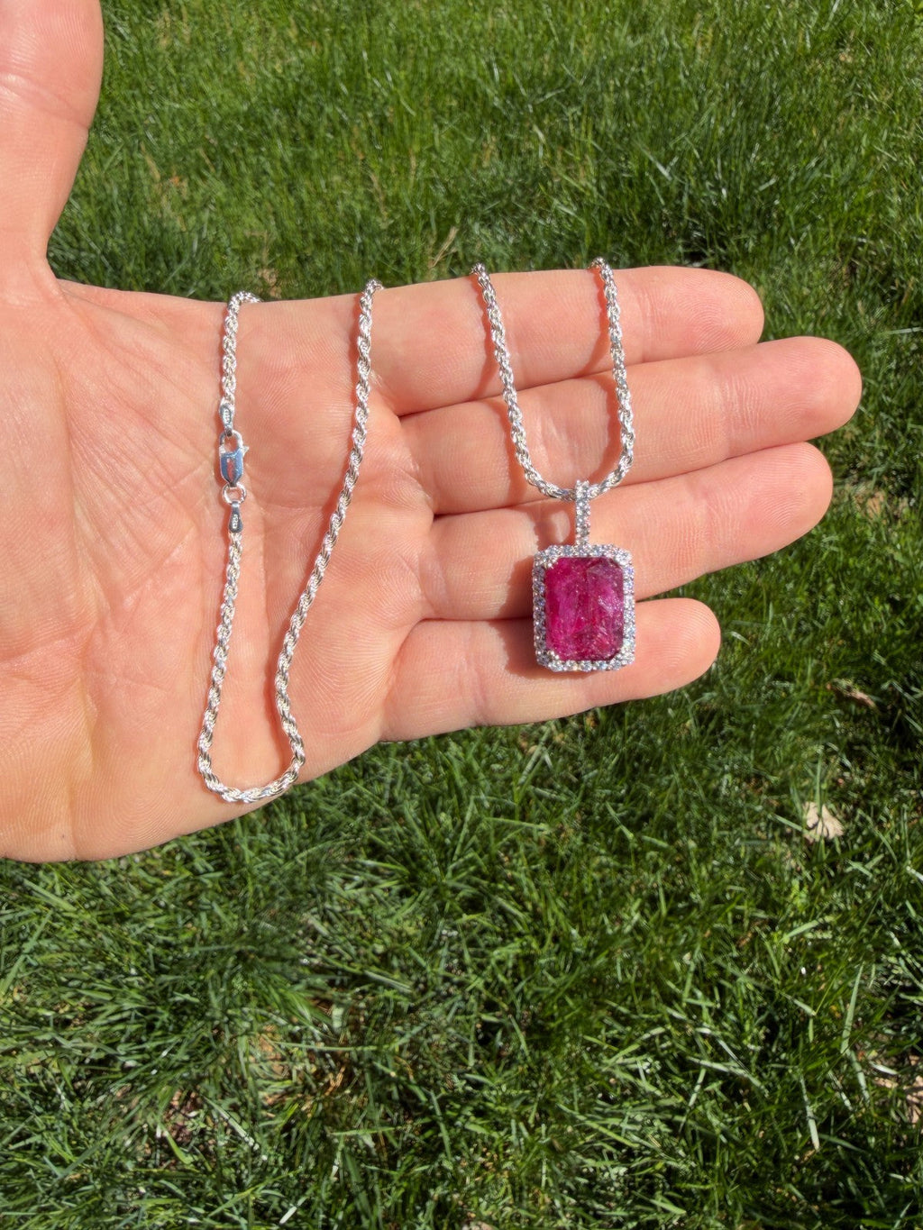 Moissanite Royalty Red Ruby Pendant | 925 Silver