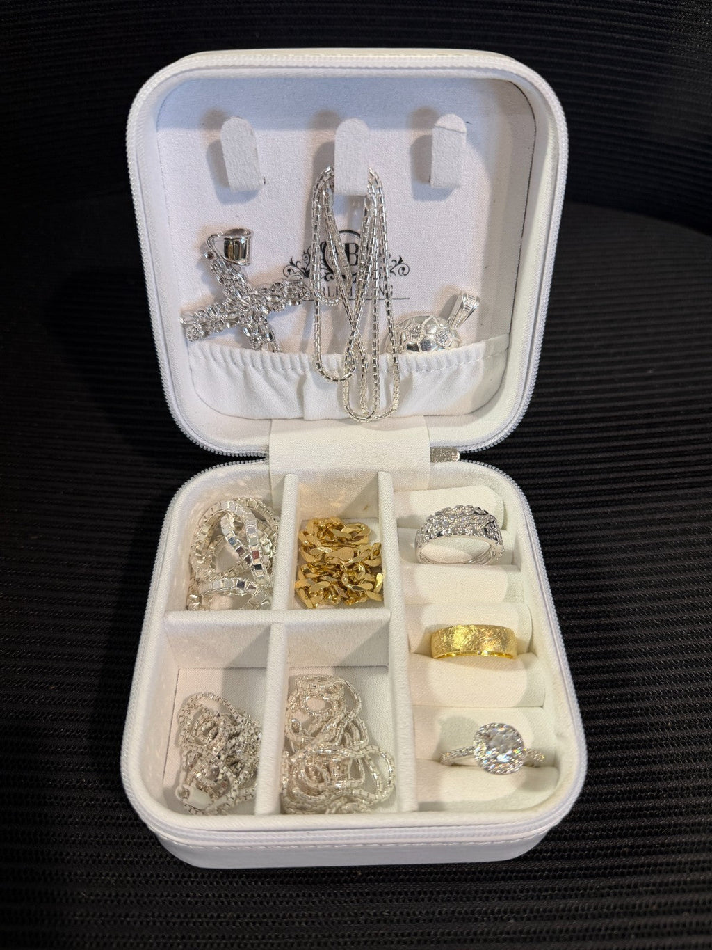 Harlembling Mini Leather Travel Jewelry Box Case | White