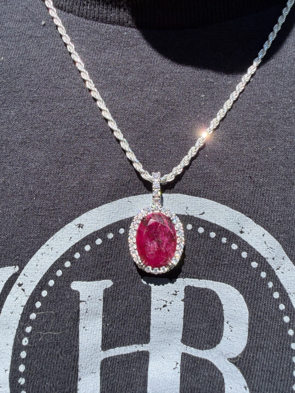Moissanite Royalty Red Ruby Pendant | 925 Silver