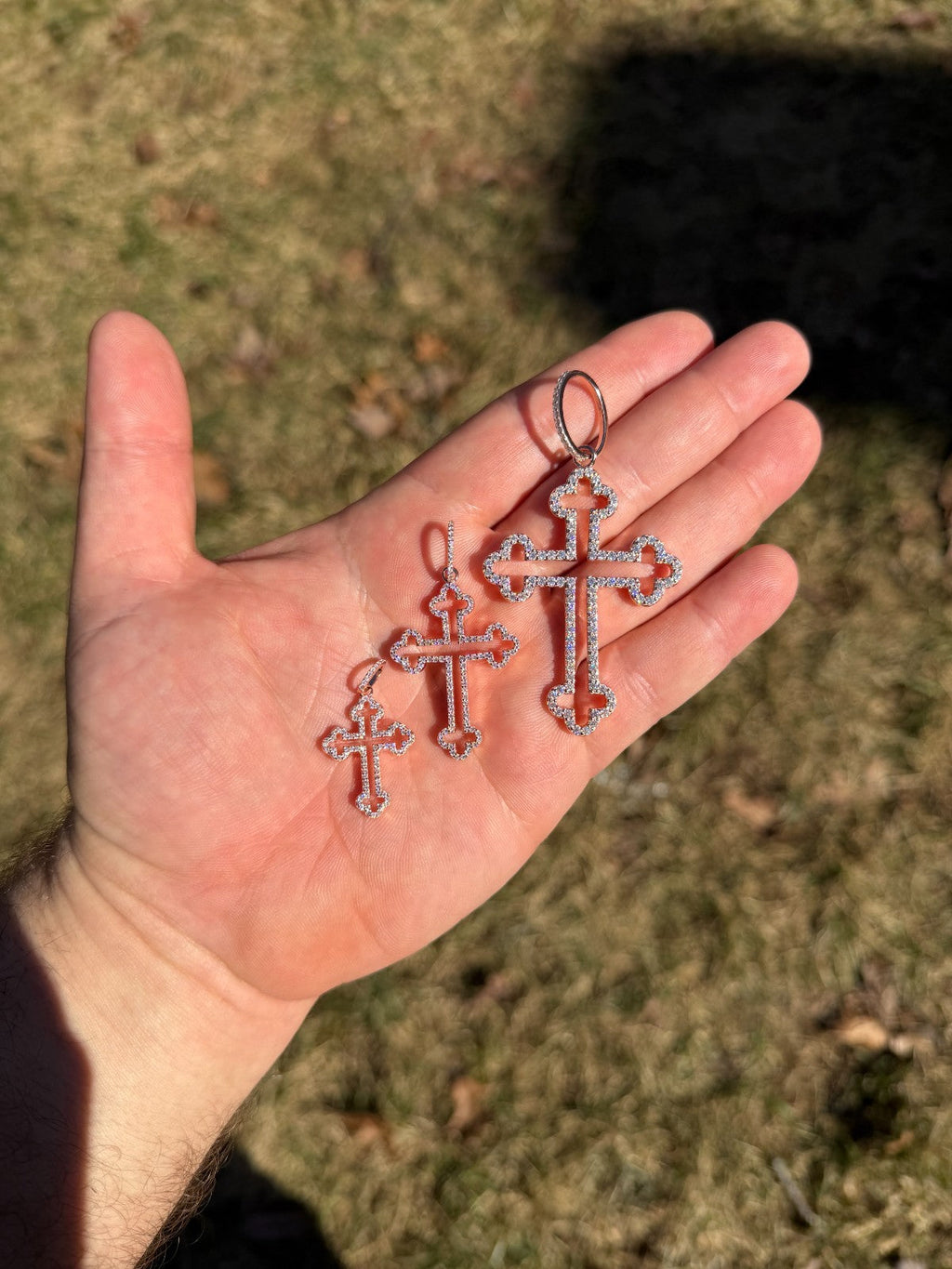Moissanite Gothic Cross Cutout Pendant | 14k Rose Gold Vermeil 925 Silver