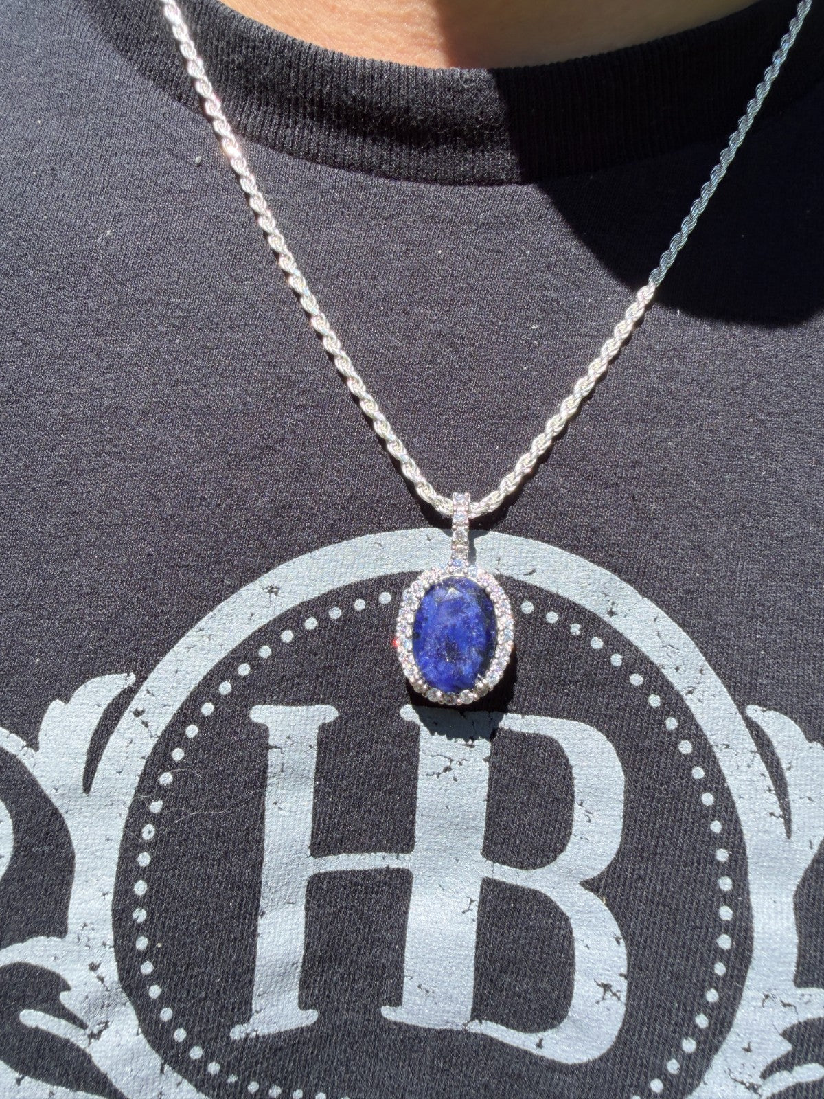 Moissanite Royalty Midnight Ocean Pendant | 925 Silver