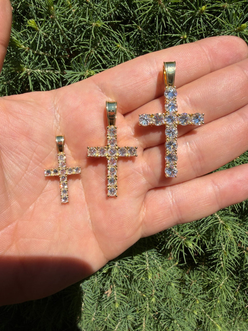 Moissanite Upside Down Setting Tennis Cross | 14k Gold Vermeil 925 Silver