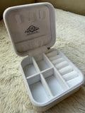 Harlembling Mini Leather Travel Jewelry Box Case | White