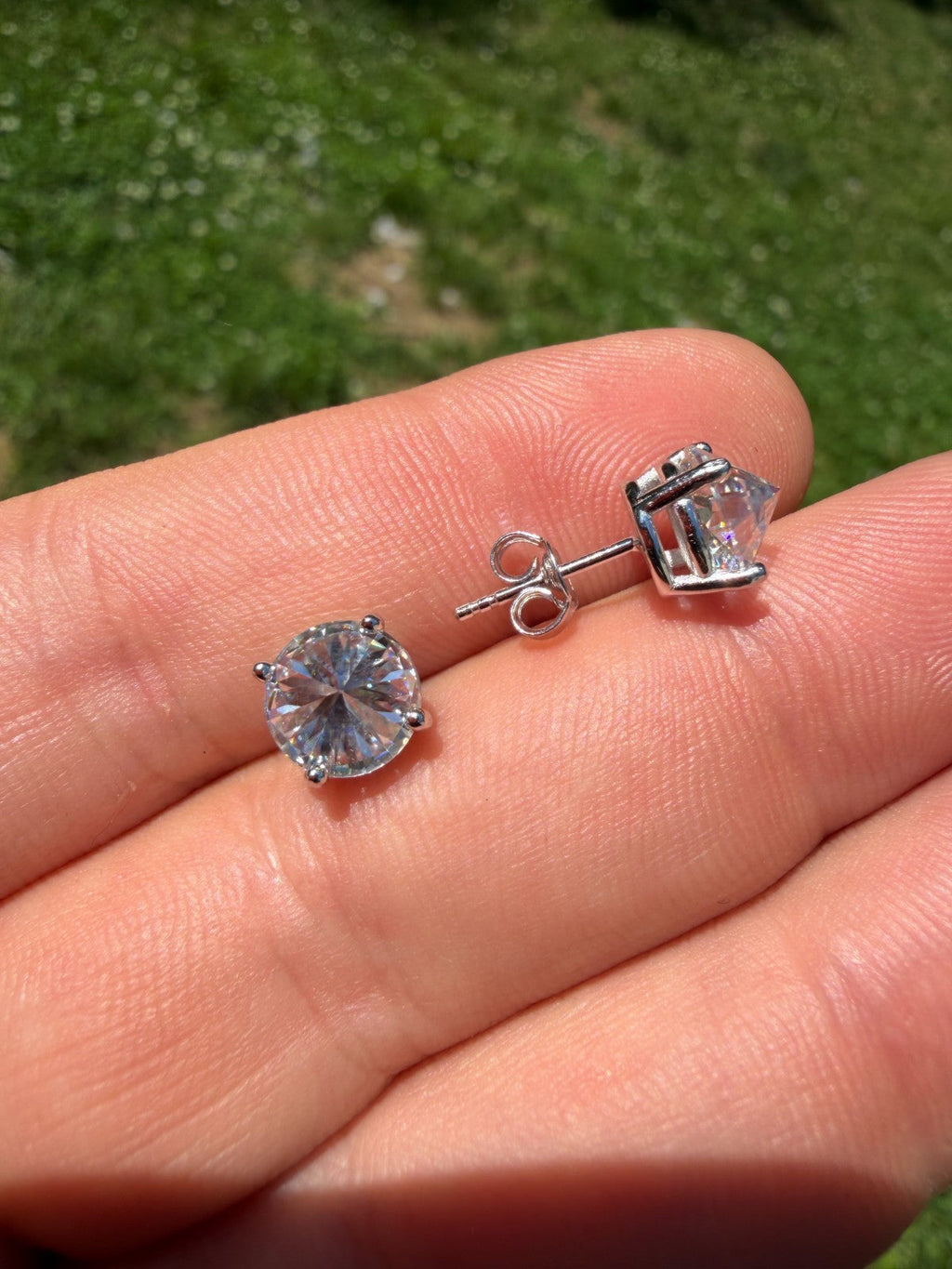 Moissanite Upside Down Reverse Set Pushback Stud Earrings | 925 Silver