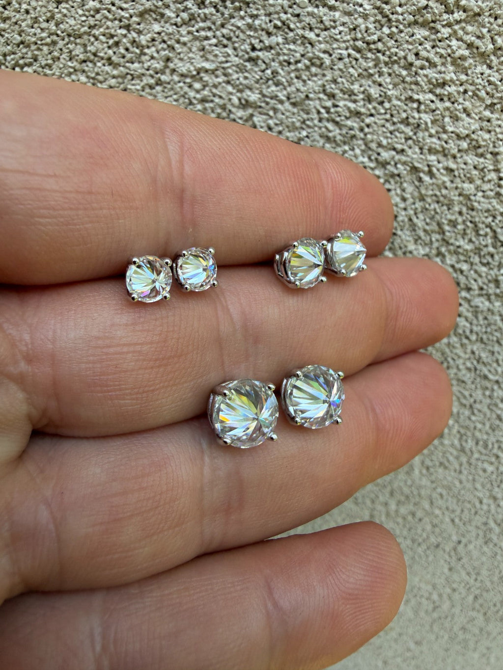 Moissanite Upside Down Reverse Set Pushback Stud Earrings | 925 Silver