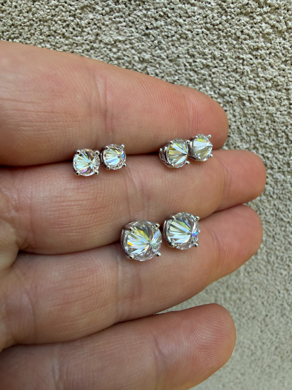 Moissanite Upside Down Reverse Set Pushback Stud Earrings | 925 Silver