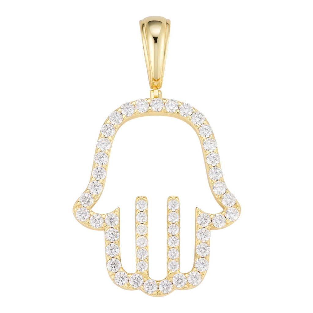 Moissanite Hamsa Cutout Pendant | 14k Gold Vermeil 925 Silver