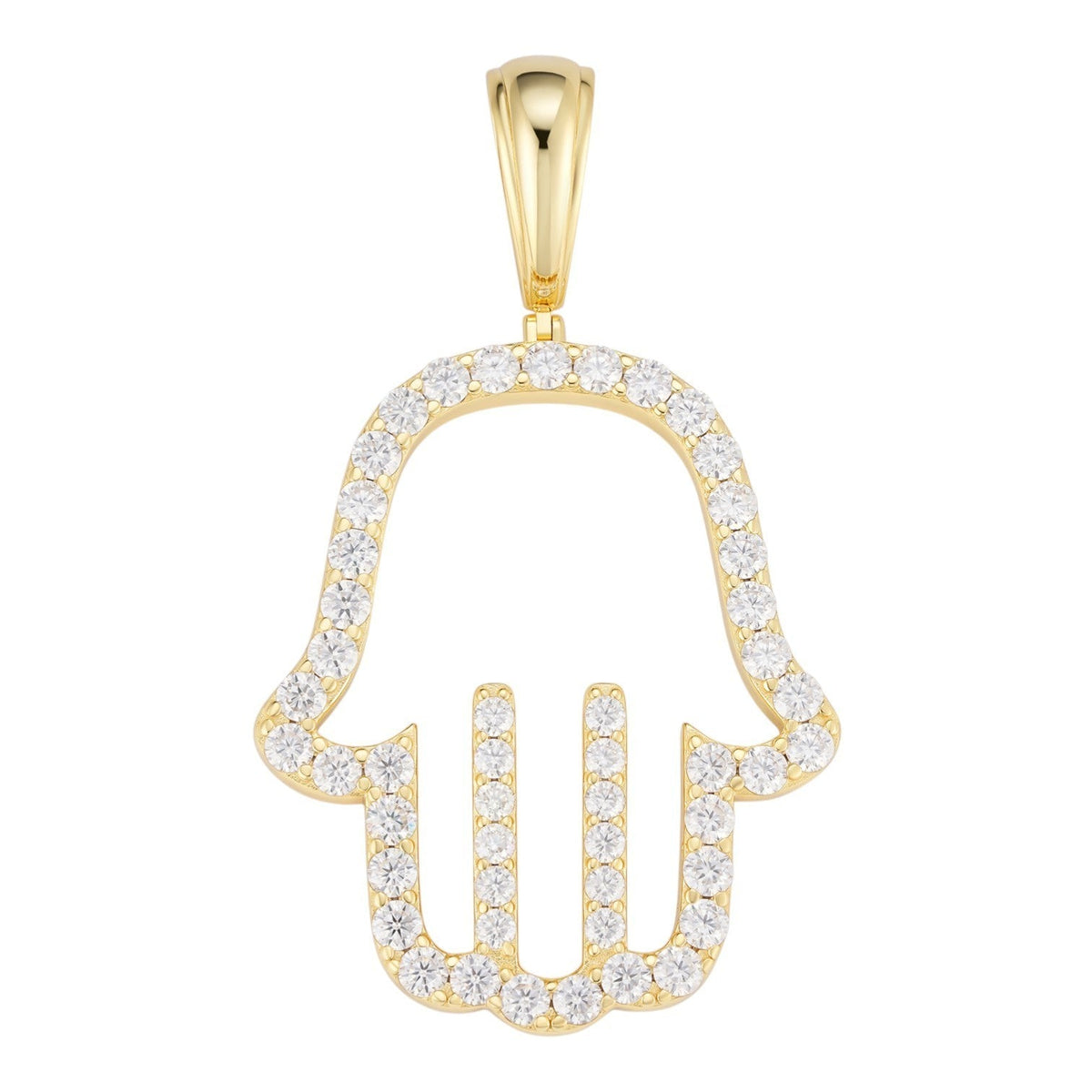 Moissanite Hamsa Cutout Pendant | 14k Gold Vermeil 925 Silver