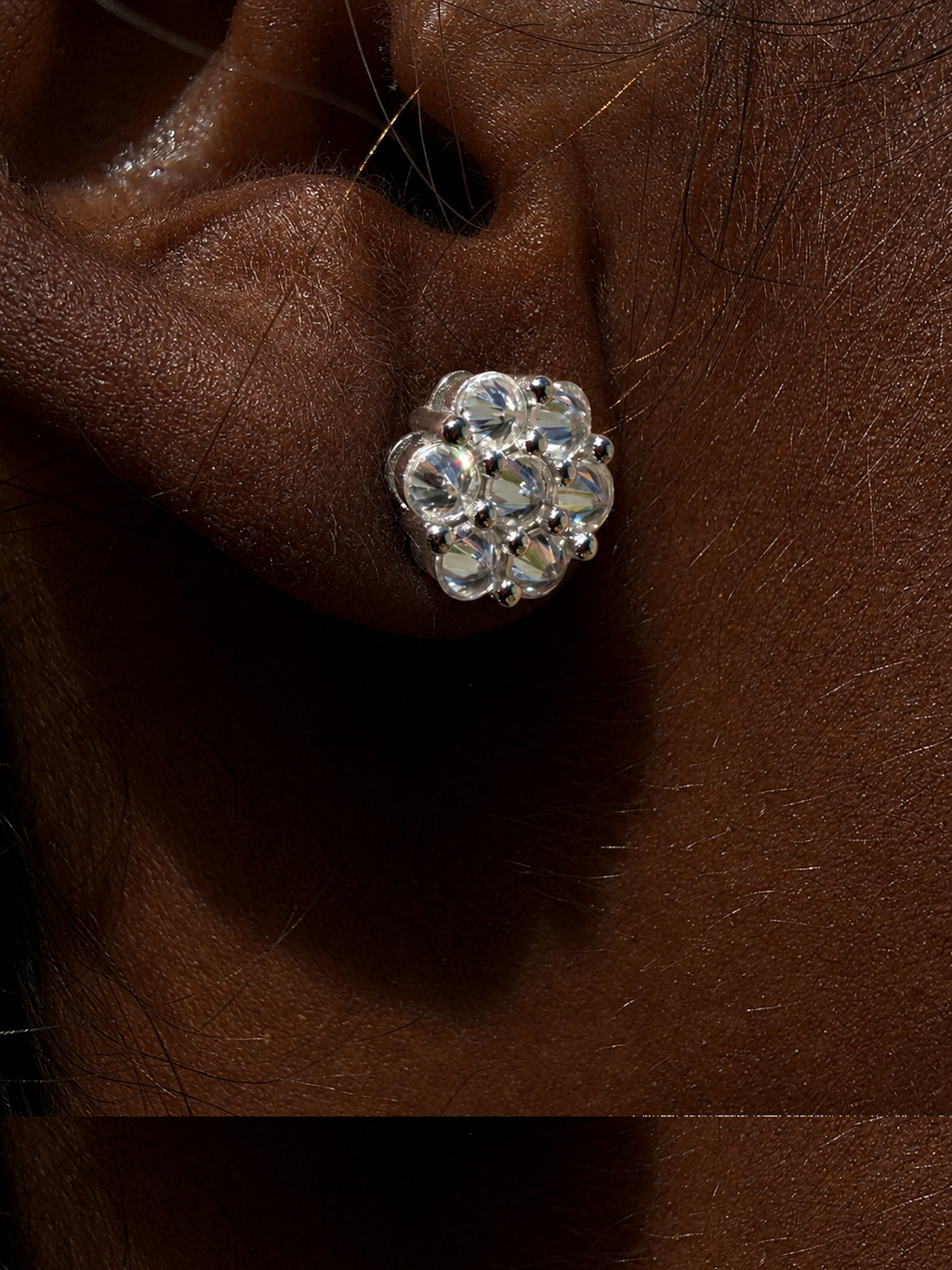 Moissanite Upside Down Reverse Set Cluster Iced Out Honeycomb Set Earrings | 925 Silver