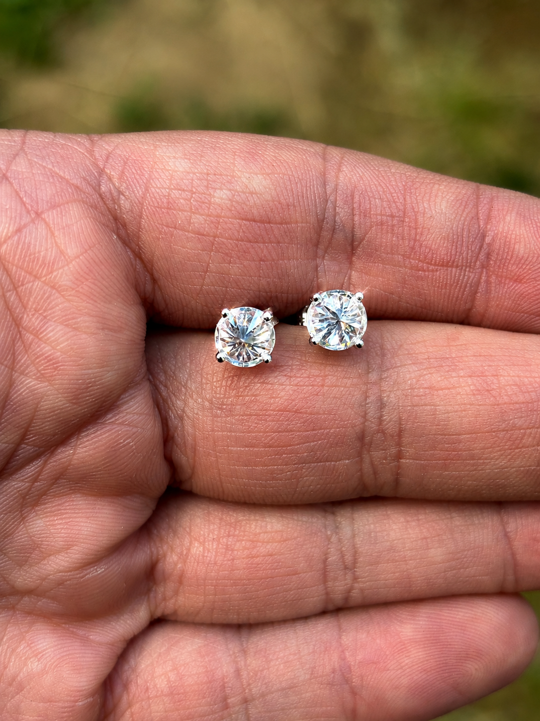 Moissanite Upside Down Reverse Set Pushback Stud Earrings | 925 Silver