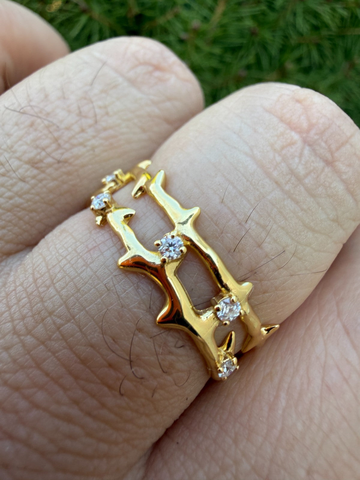 Moissanite Crown Of Thorns Eternity Band Ring | 14k Gold Vermeil 925 Silver