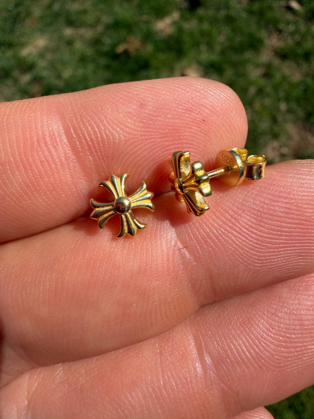 Hearts Of Chrome Cross Earrings | 14k Gold Vermeil 925 Silver