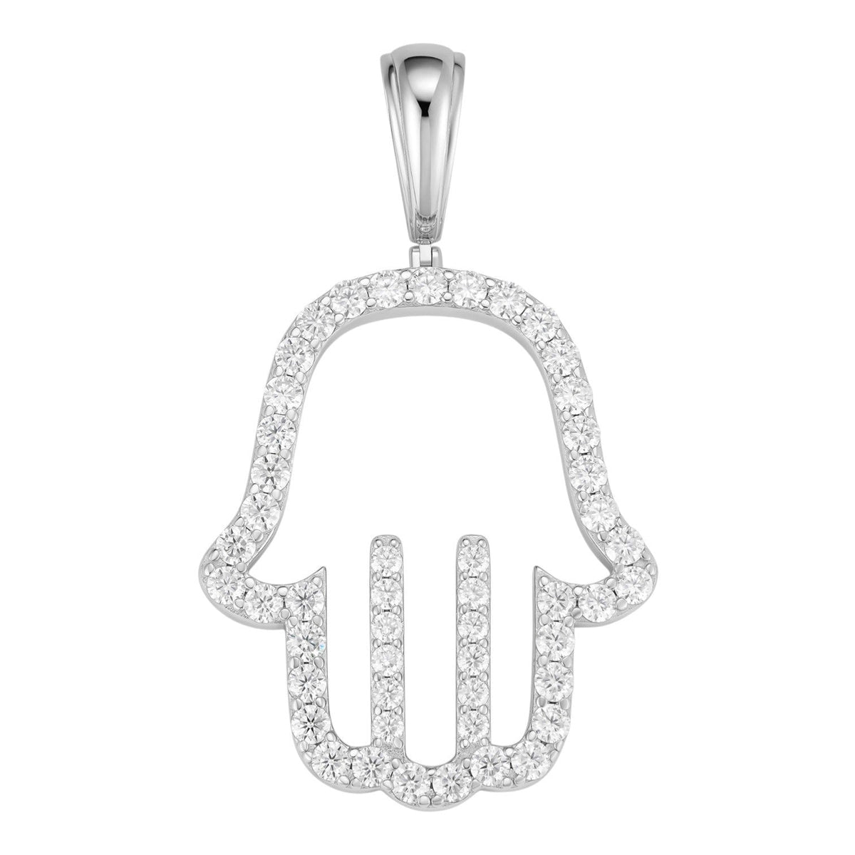 Moissanite Hamsa Cutout Pendant | 925 Silver
