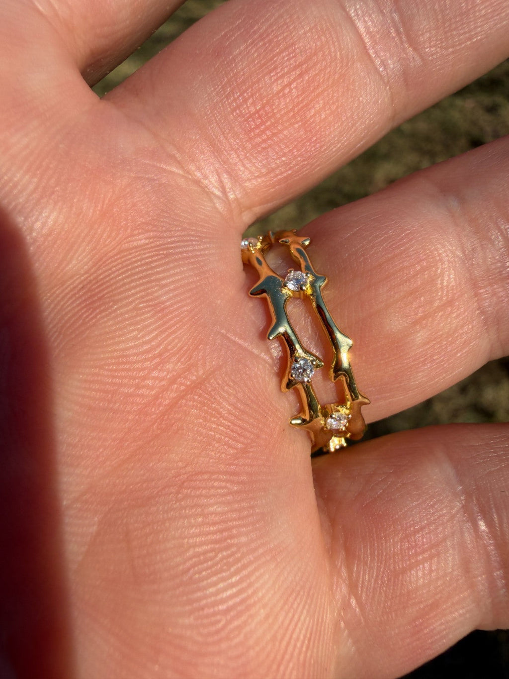 Moissanite Crown Of Thorns Eternity Band Ring | 14k Gold Vermeil 925 Silver