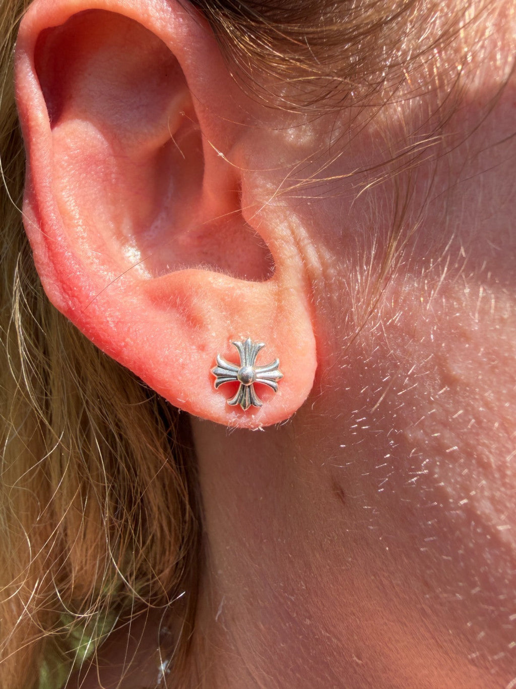 Hearts Of Chrome Cross Earrings | 925 Silver Oxidized