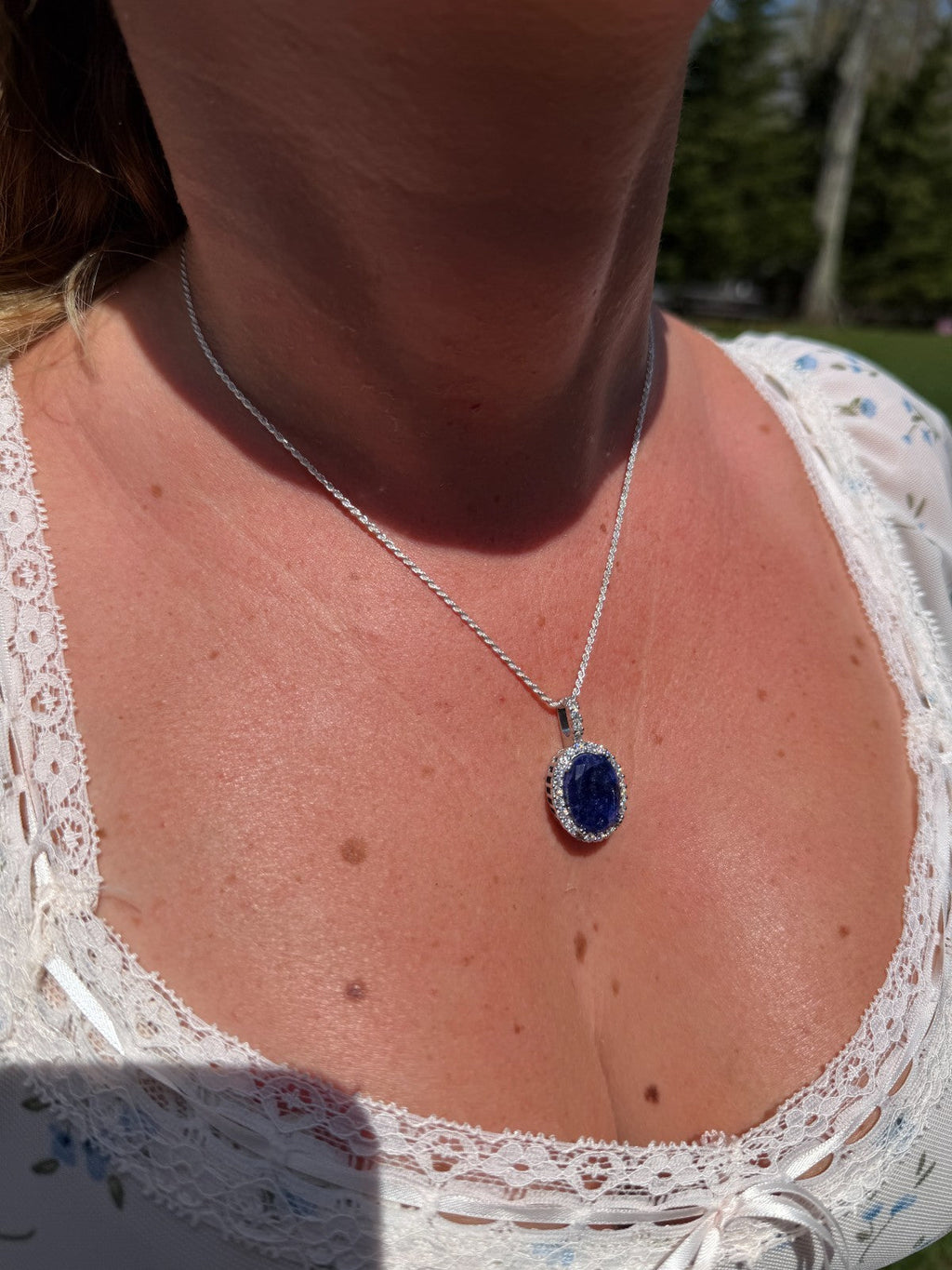 Moissanite Royalty Midnight Ocean Pendant | 925 Silver