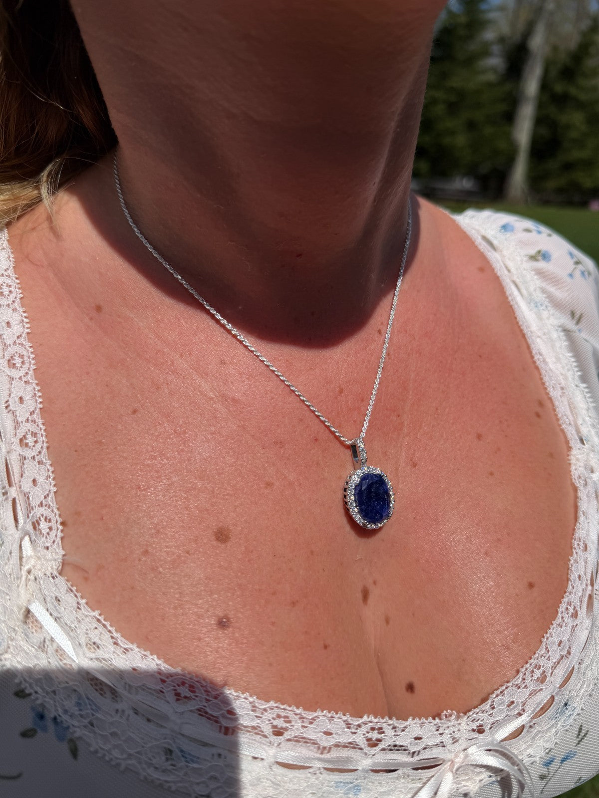 Moissanite Royalty Midnight Ocean Pendant | 925 Silver