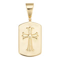 Hearts Chrome Dog Tag Cross Pendant | 14k Gold Vermeil 925 Silver