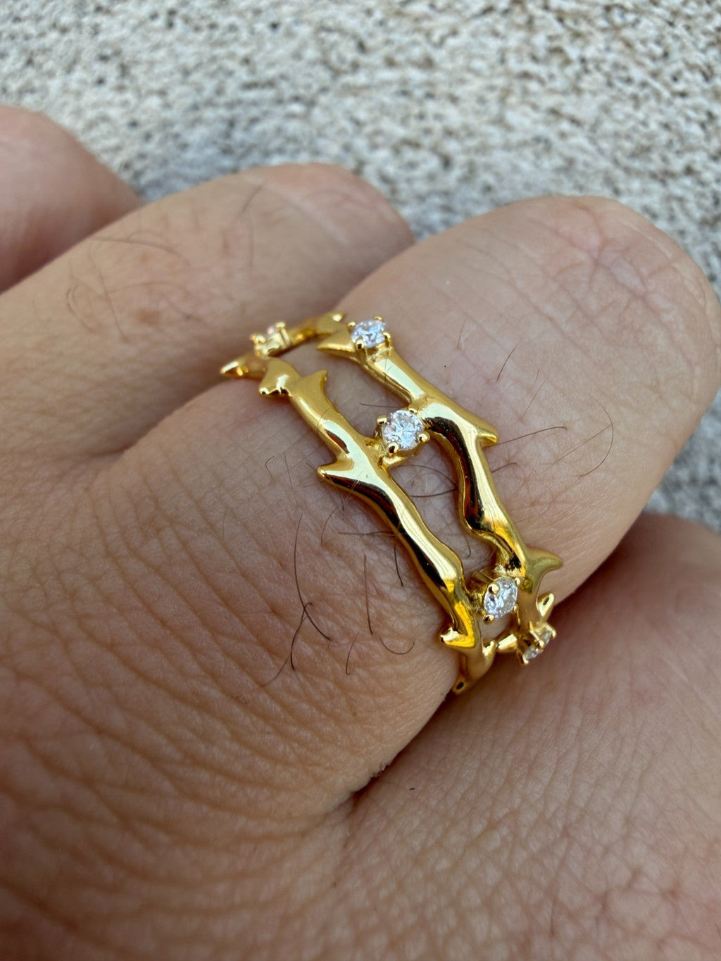 Moissanite Crown Of Thorns Eternity Band Ring | 14k Gold Vermeil 925 Silver