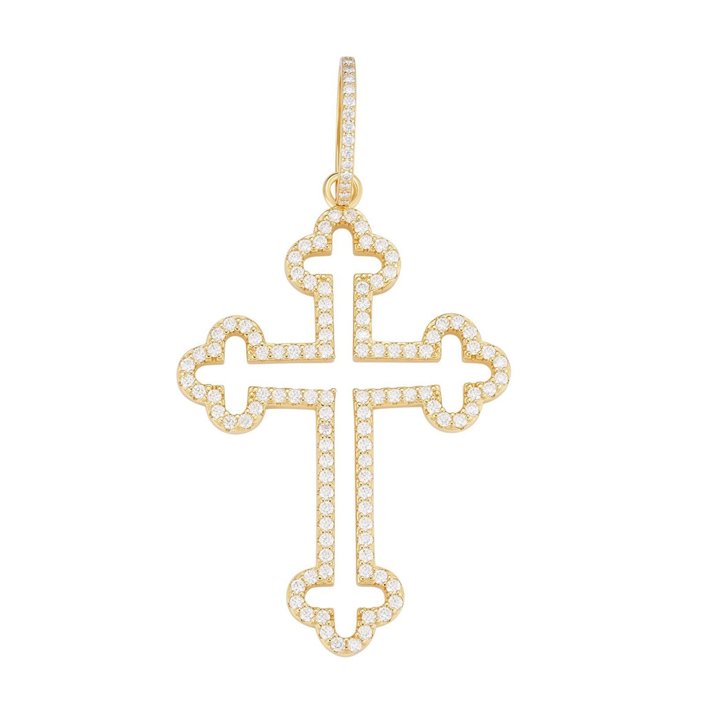 Moissanite Gothic Cross Cutout Pendant | 14k Gold Vermeil 925 Silver