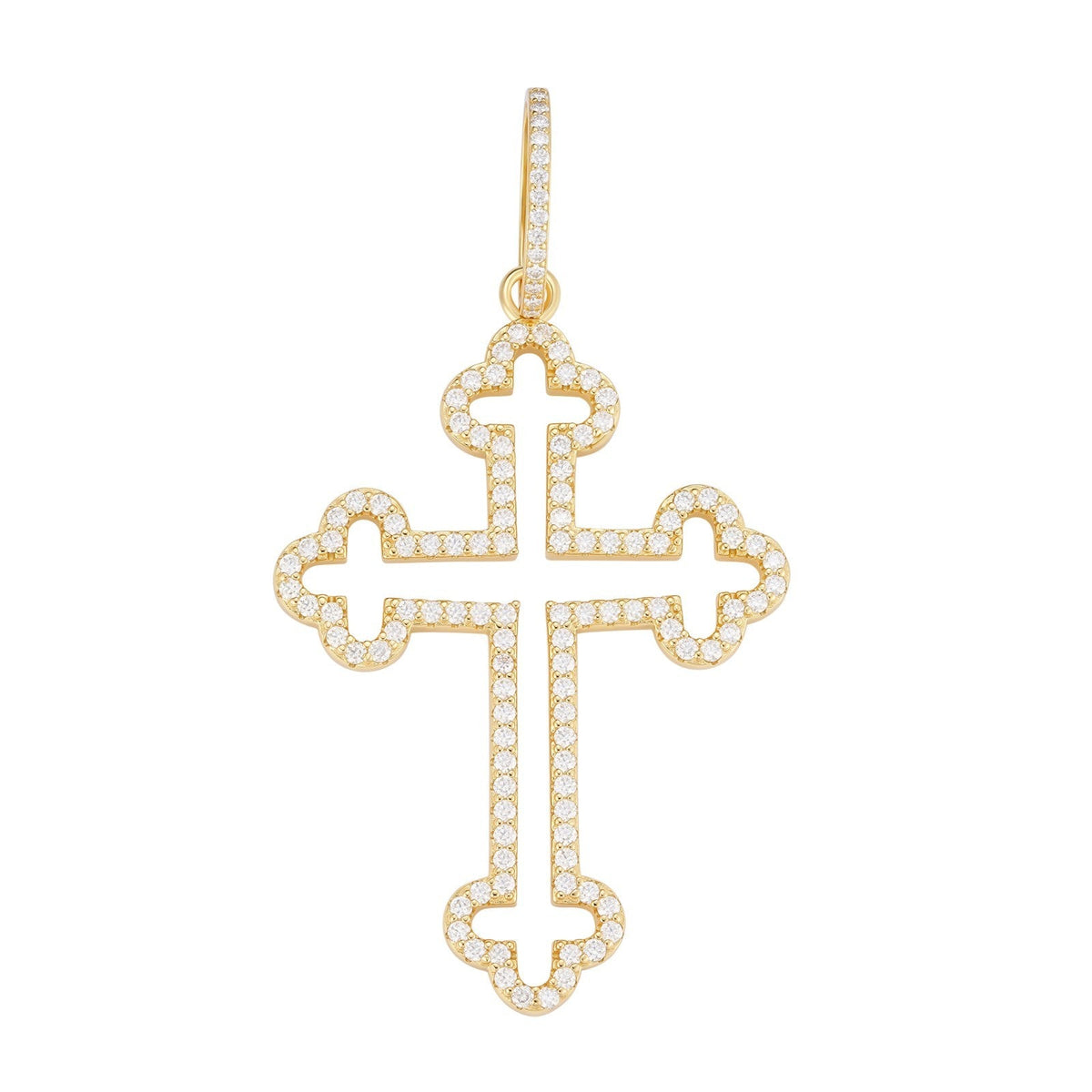 Moissanite Gothic Cross Cutout Pendant | 14k Gold Vermeil 925 Silver