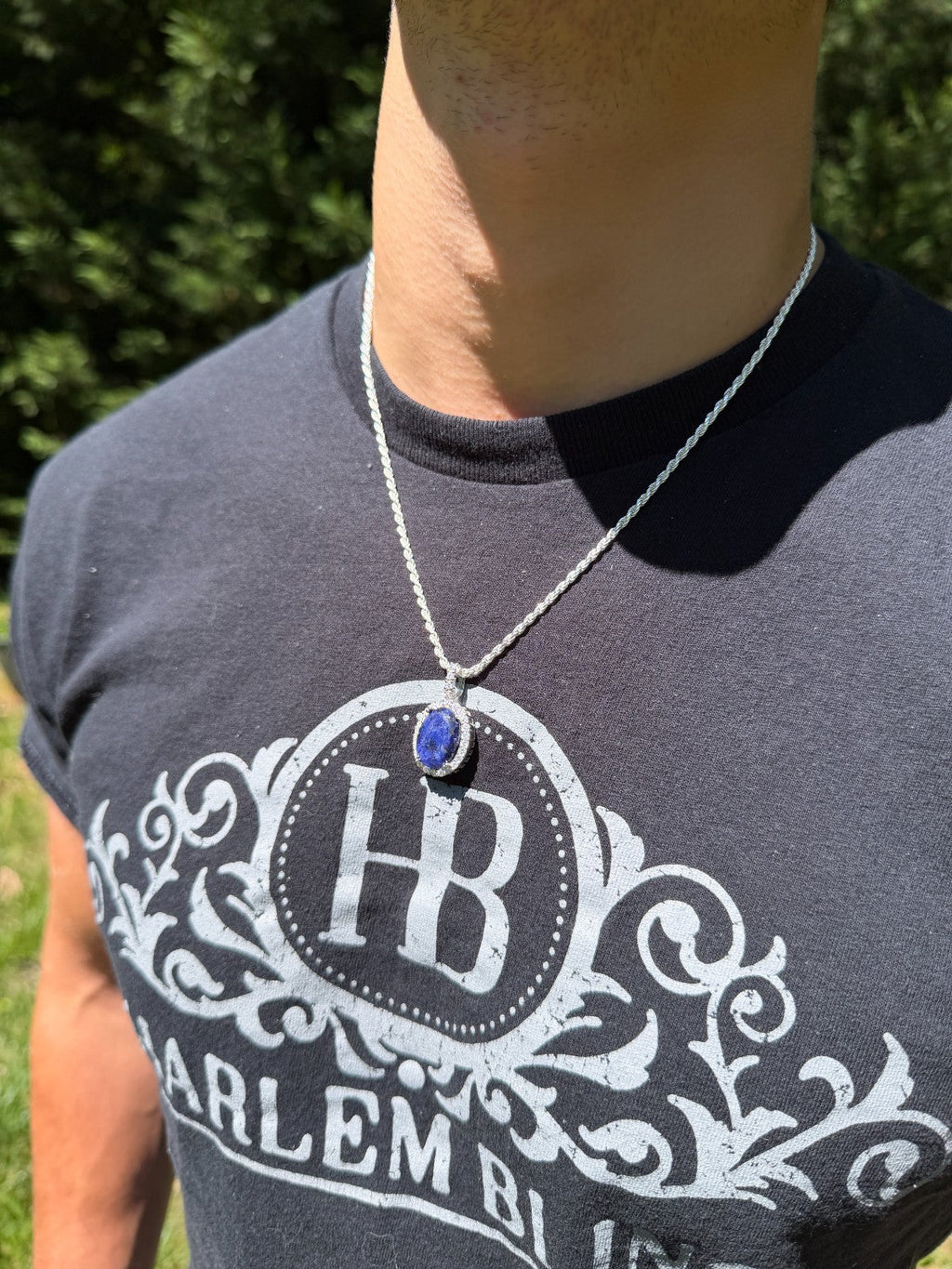 Moissanite Royalty Midnight Ocean Pendant | 925 Silver