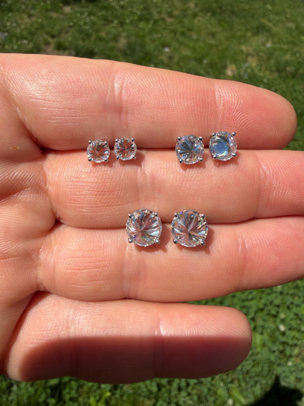 Moissanite Upside Down Reverse Set Pushback Stud Earrings | 925 Silver