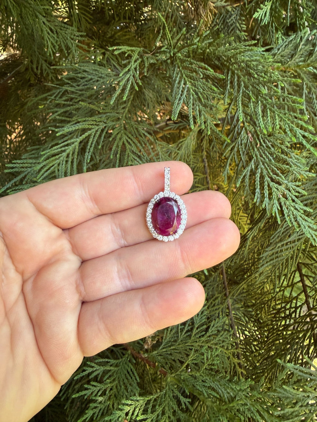 Moissanite Royalty Red Ruby Pendant | 925 Silver
