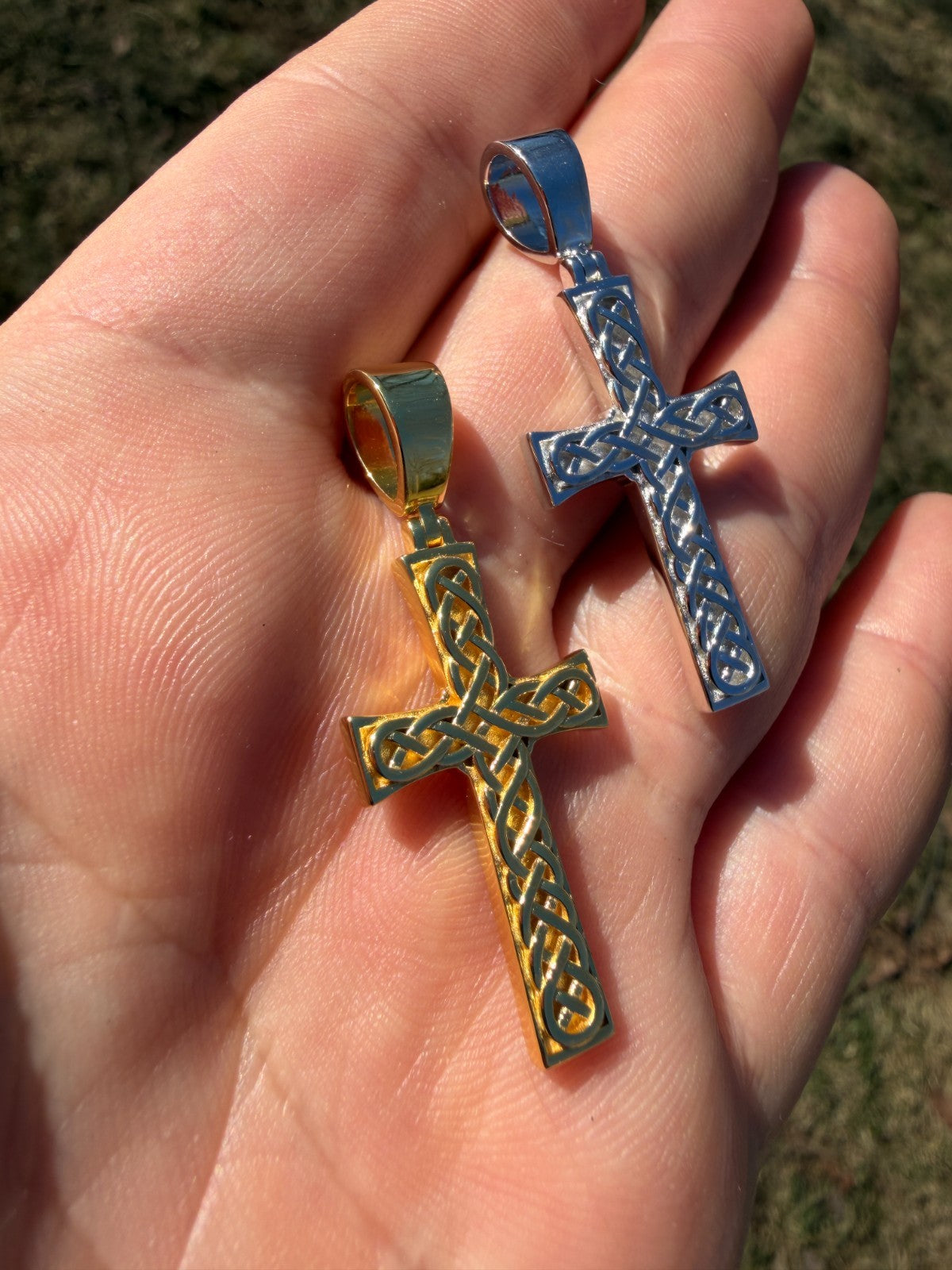 Viking Warrior Celtic Cross Pendant | 14k Gold Vermeil 925 Silver