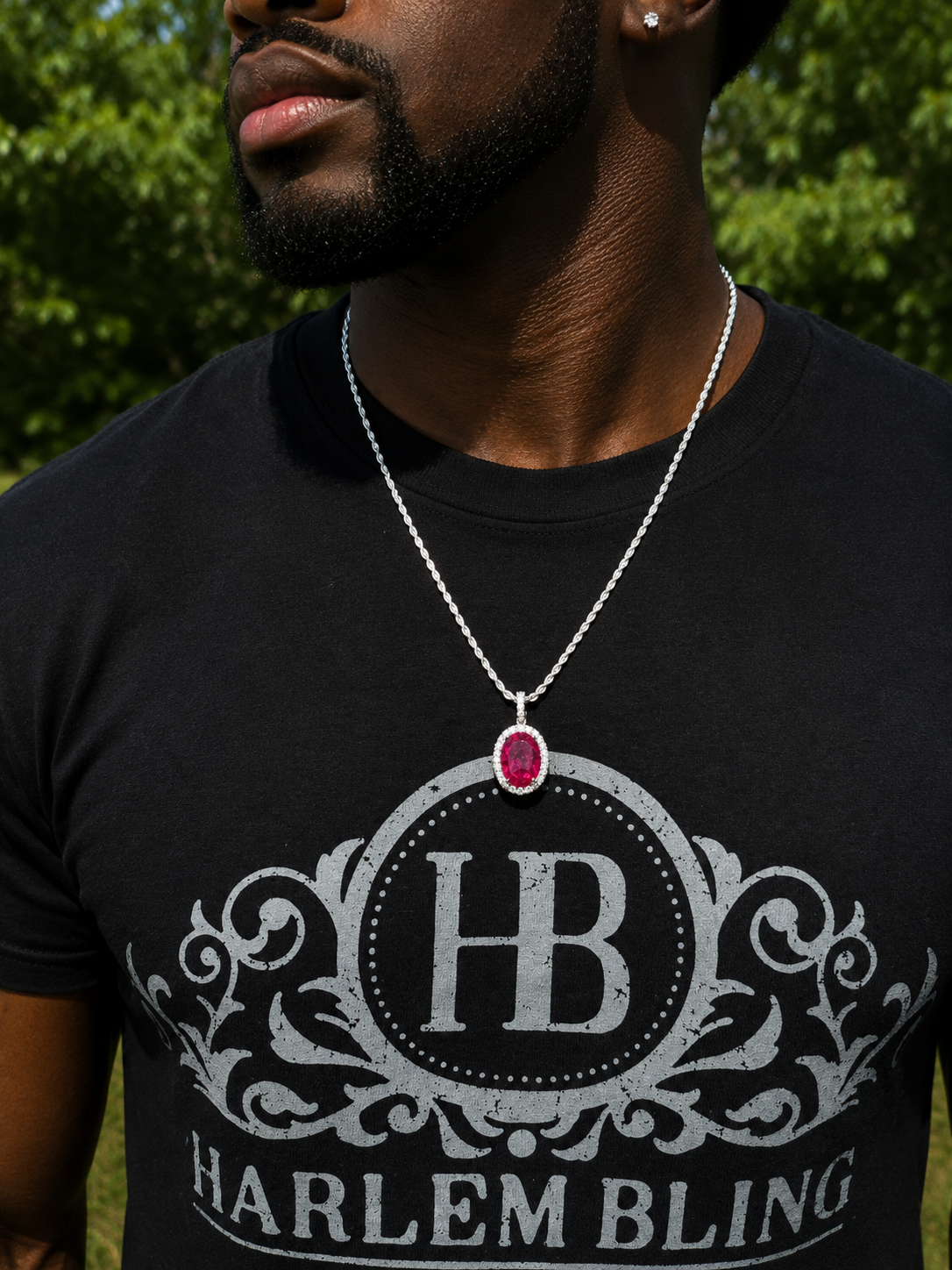 Moissanite Royalty Red Ruby Pendant | 925 Silver