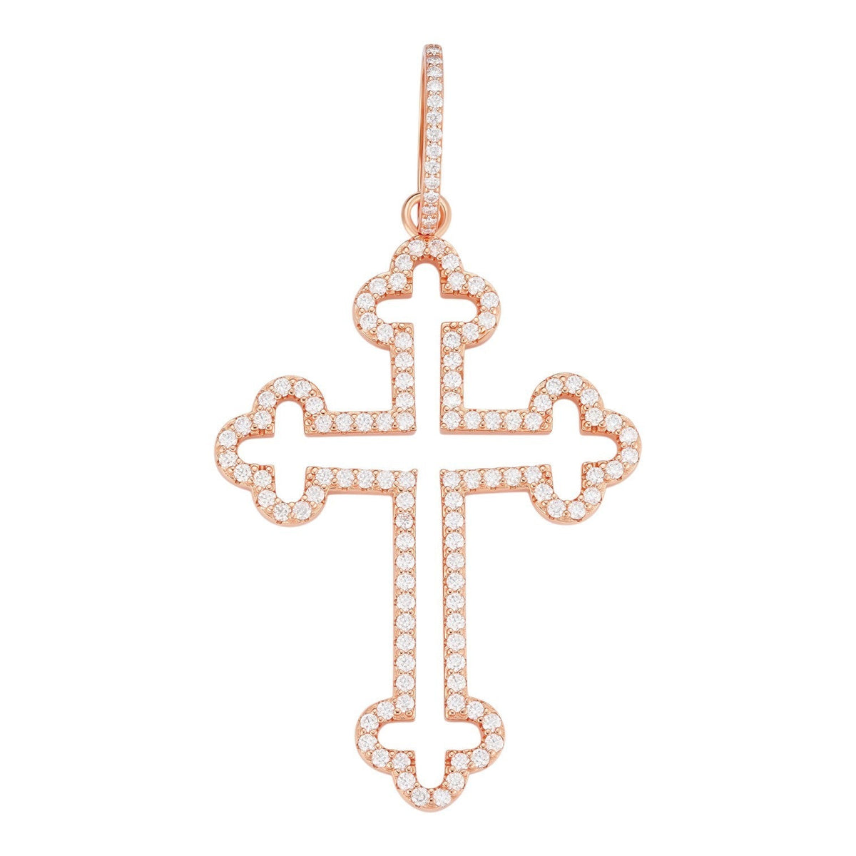 Moissanite Gothic Cross Cutout Pendant | 14k Rose Gold Vermeil 925 Silver