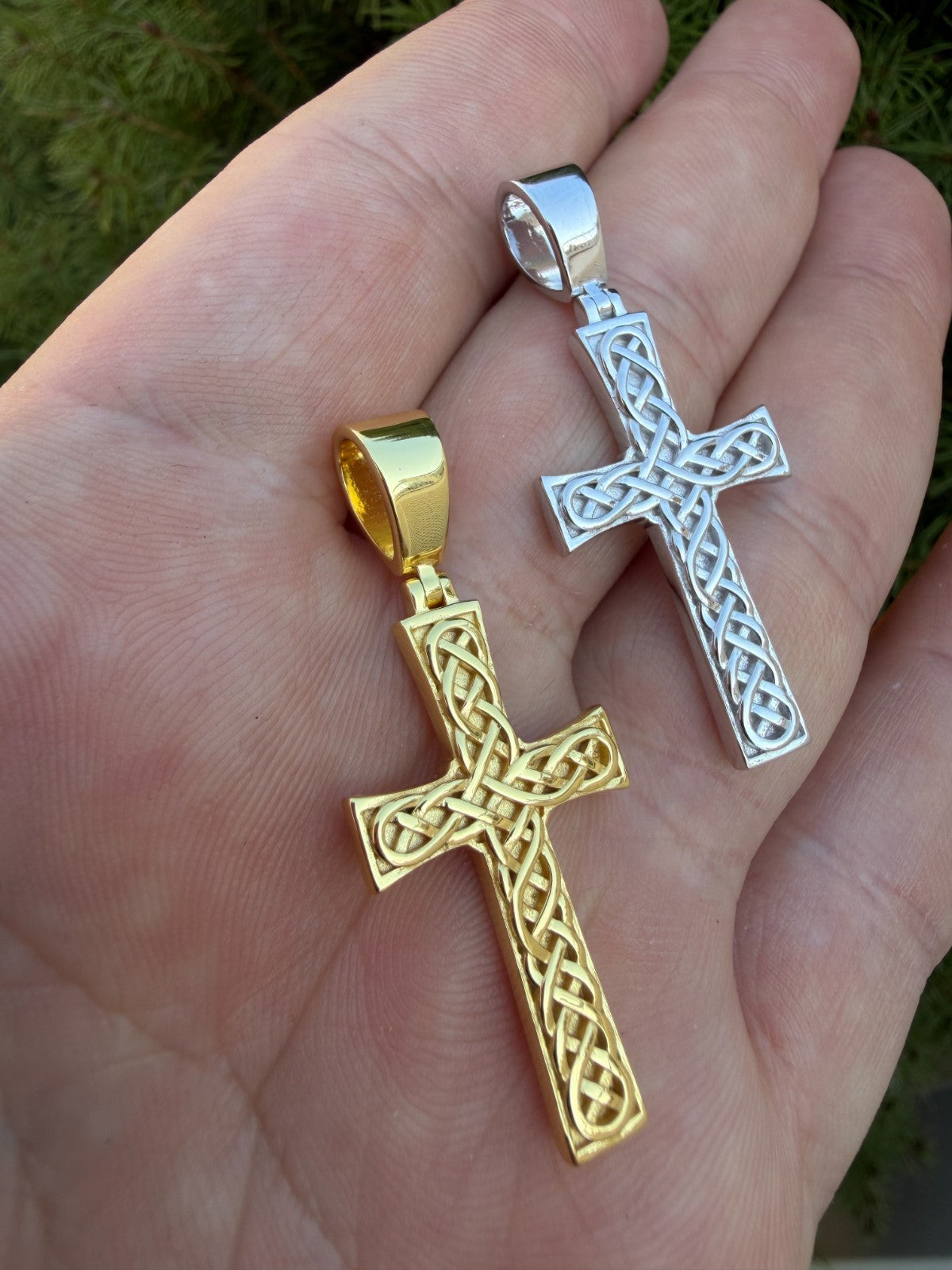 Viking Warrior Celtic Cross Pendant | 14k Gold Vermeil 925 Silver